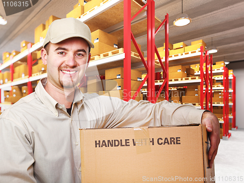 Image of delivery man in warehouse