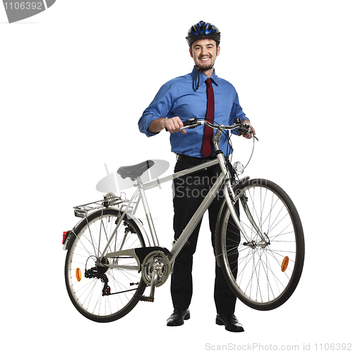 Image of businessman and bicycle