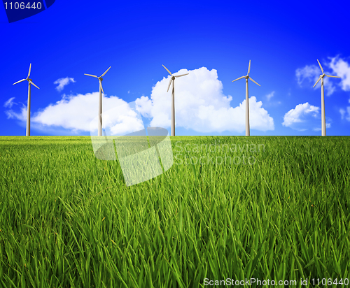 Image of wind turbine and landscape