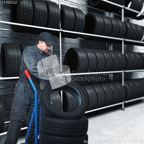 Image of mechanic and garage background