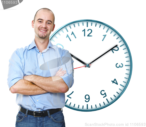 Image of smiling man and time