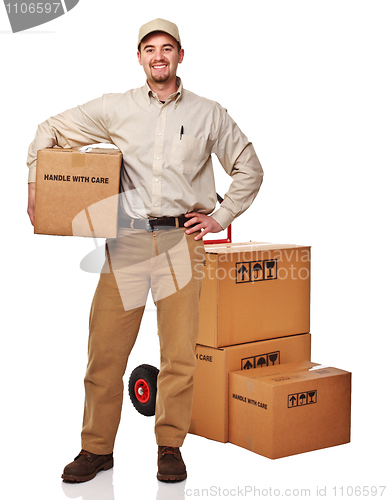 Image of delivery man on white