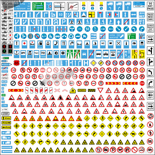 Image of More than three hundred european traffic signs