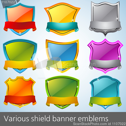 Image of Various shield banner emblems