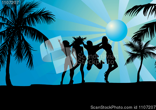 Image of holiday party on the beach- vector