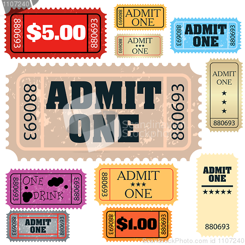 Image of set of ticket admit one vector
