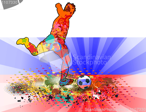 Image of Russia Flag with Soccer man