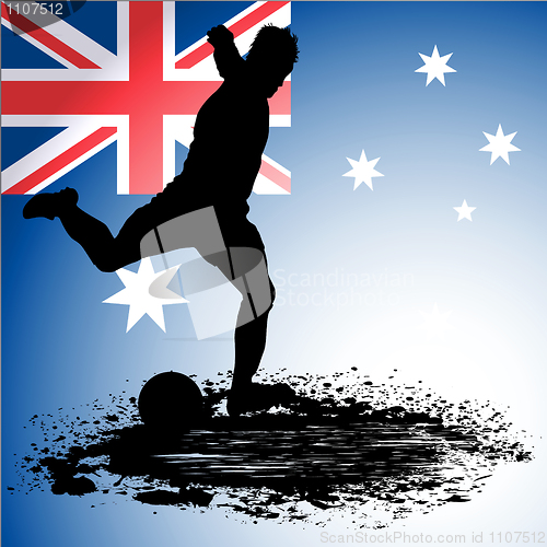 Image of Australia Flag with Soccer man