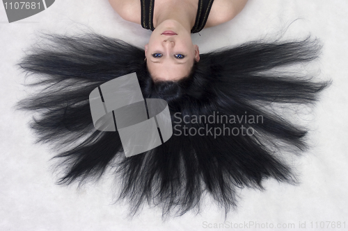 Image of The girl with long black hair