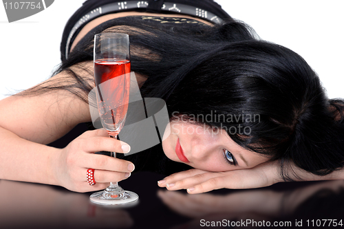 Image of The girl with a glass