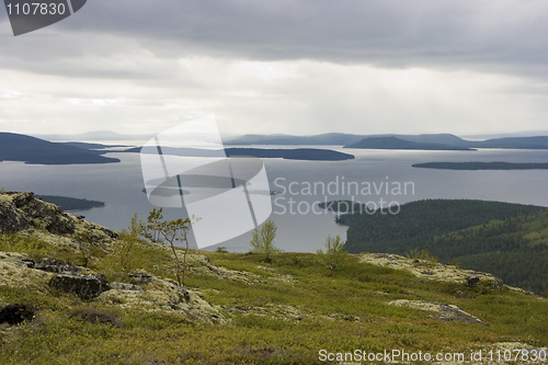 Image of Landscape with a kind on lake