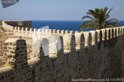 Image of old fortres in Kelibia on cap Bon, Tunis.