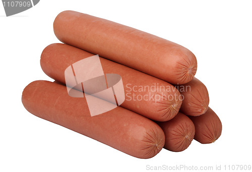 Image of sausages stacked in pyramid 