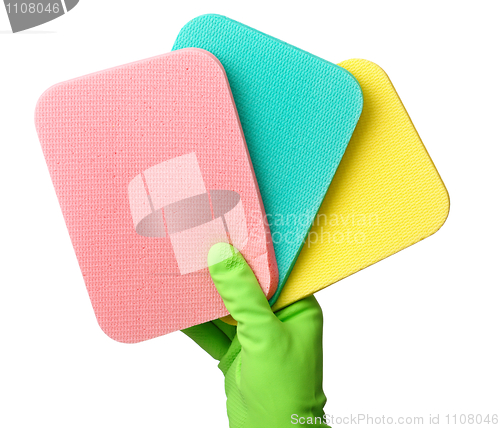 Image of Few washing sponges in hand