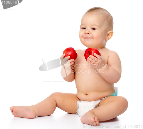 Image of Little child with apple