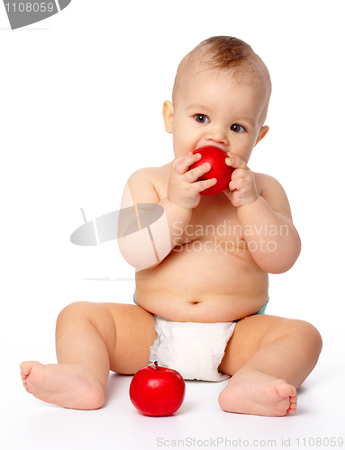 Image of Little child with apple
