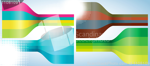 Image of Set of four multicolor lines abstract background