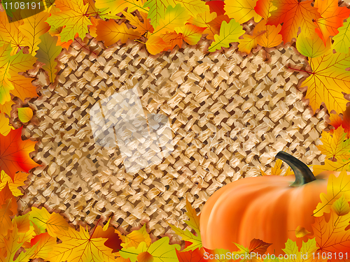 Image of Colorful frame of fallen autumn leaves.