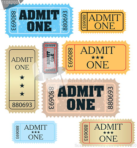 Image of set of ticket admit one vector