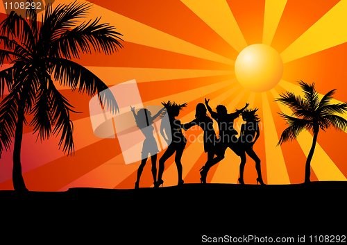 Image of holiday party on the beach- vector
