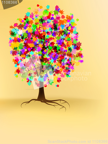 Image of Colorful autumn tree design