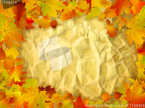 Image of Autumn background on old paper.