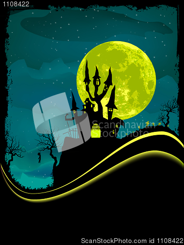 Image of Scary Halloween Castle with Copy Space.