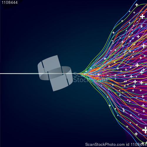 Image of Colorful lines on dark blue background