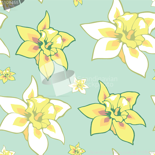 Image of Seamless vector retro pattern with flowers