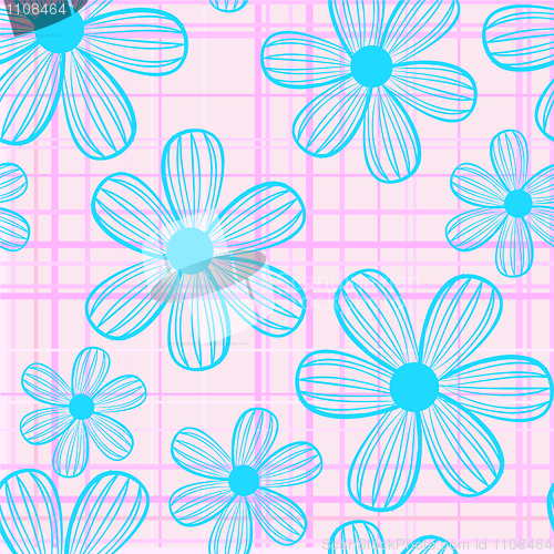 Image of Blue flowers seamless pattern