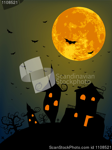 Image of Halloween night with full moon