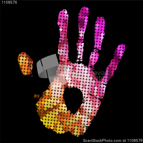 Image of brightly coloured hand print