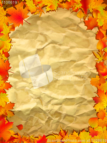 Image of Autumn background on old paper.