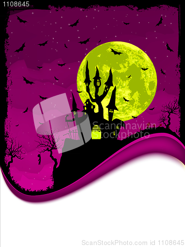 Image of Scary Halloween Castle with Copy Space.