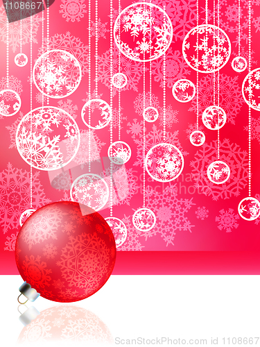 Image of Pink christmas card with baubles . EPS 8