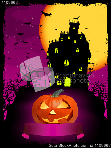 Image of Vector halloween pumpkin with ribbon