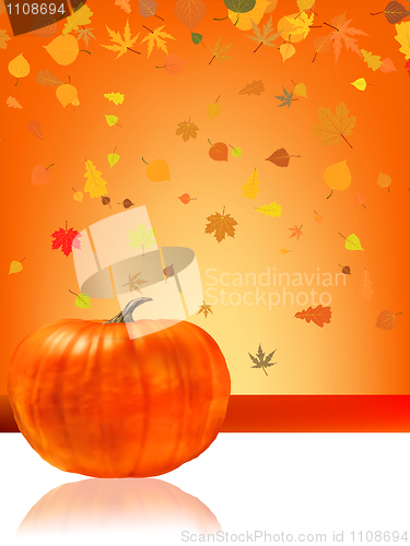 Image of Autumn Pumpkins and leaves.