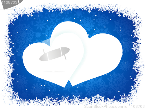 Image of Snow frame in the shape of heart. EPS 8