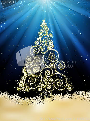 Image of New Year template with Christmas tree. EPS 8