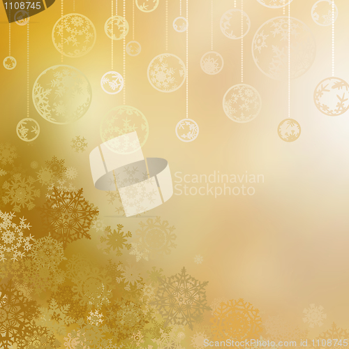 Image of Golden christmas background with baubles . EPS 8