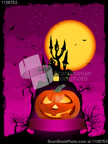 Image of Vector halloween pumpkin with ribbon