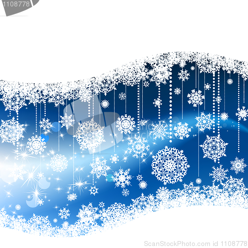 Image of Blue winter background & snowflakes. EPS 8