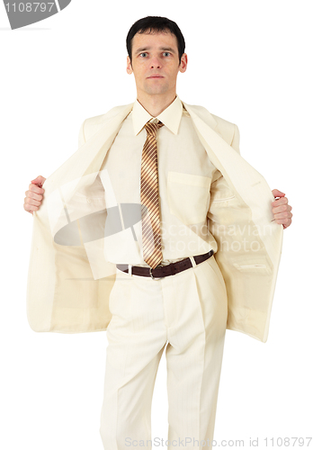 Image of Fashionably dressed young man on white background