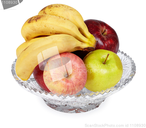 Image of Crystal dish with apples and bananas