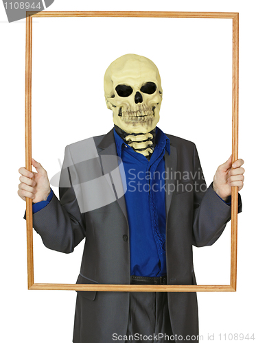 Image of Masked man skeleton, placed himself in frame