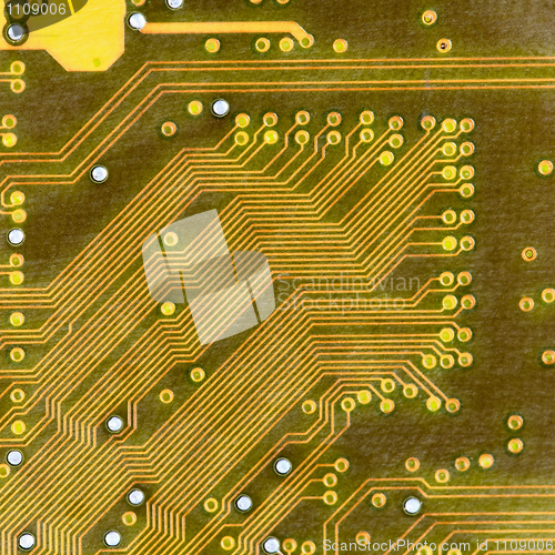 Image of Hi-tech electronic circuit board golden texture