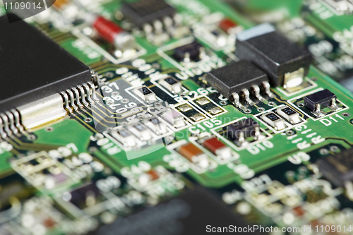Image of Surface of electronic circuit board - soldered components