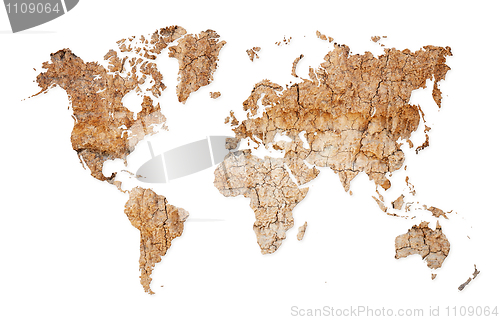 Image of World map - continents from dry deserted soil