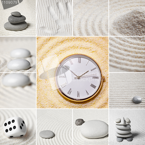 Image of Collage - Japanese garden of stones. Time.