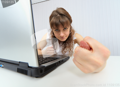 Image of Accountant shows rude gesture in payday